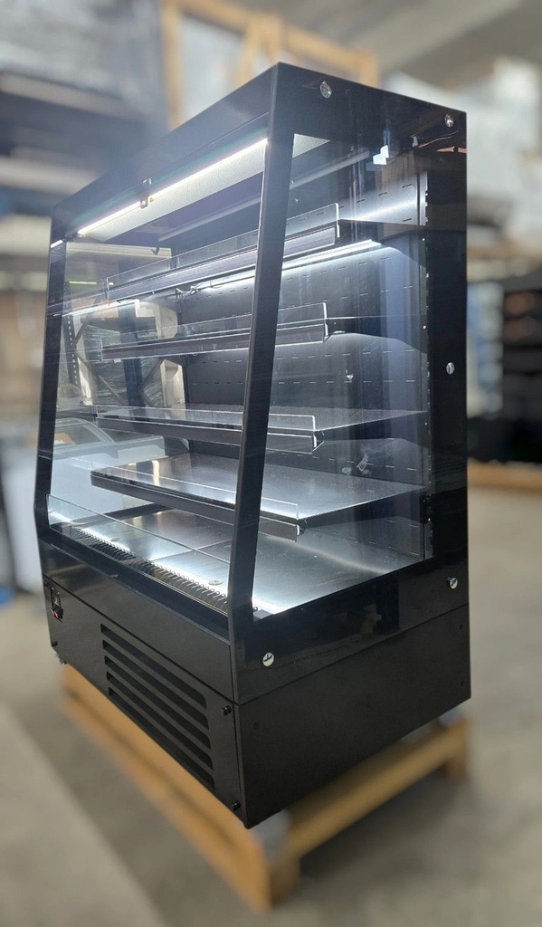 Полу - вертикална хладилна витрина VESTA 129 / 1290x800x1600mm , Plug in, R290, отворена с нощна щора