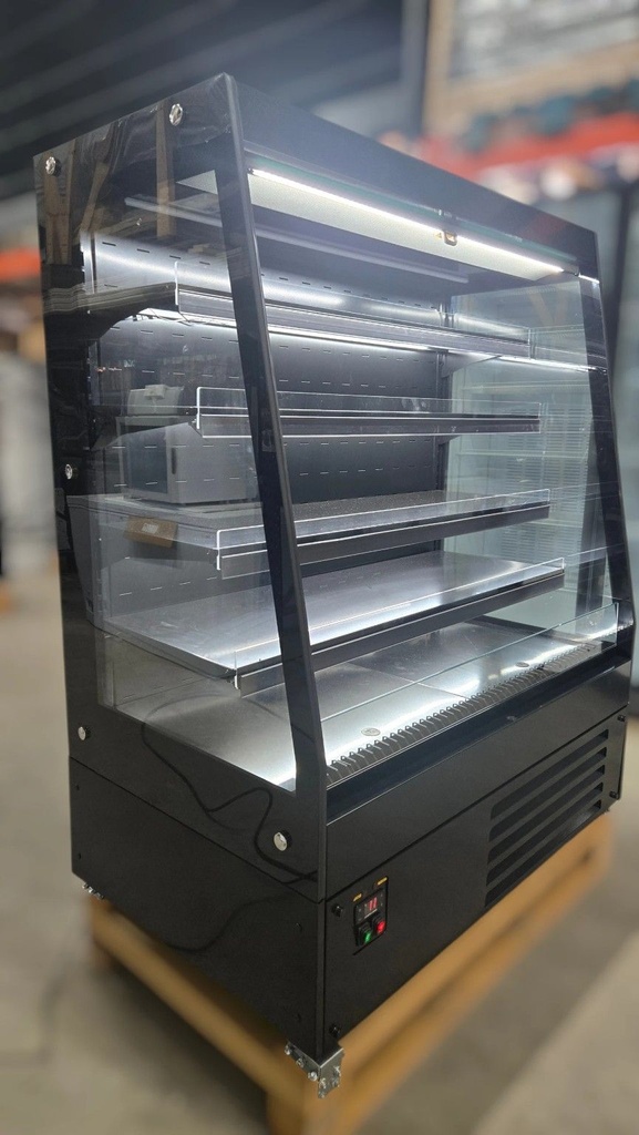 Полу - вертикална хладилна витрина VESTA 129 / 1290x800x1600mm , Plug in, R290, отворена с нощна щора