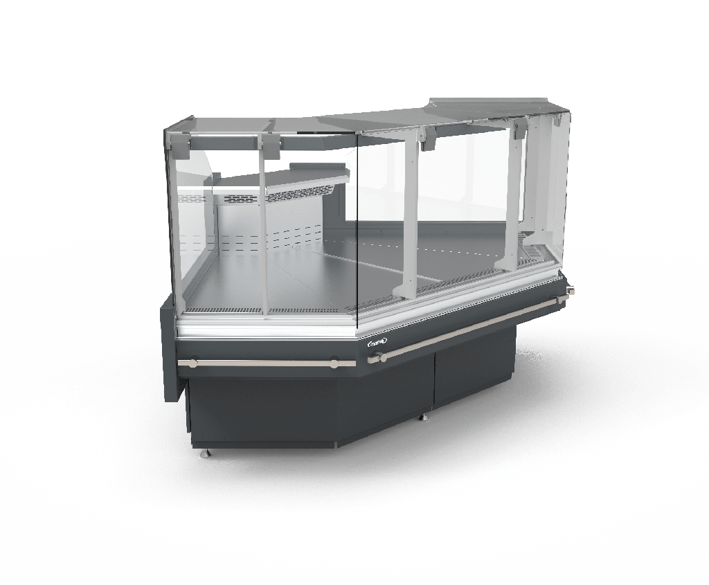 Щандова хладилна витрина BARBUDA L PLATINUM Ъглова х1200х1200mm, Plug-in, с депо, без страници