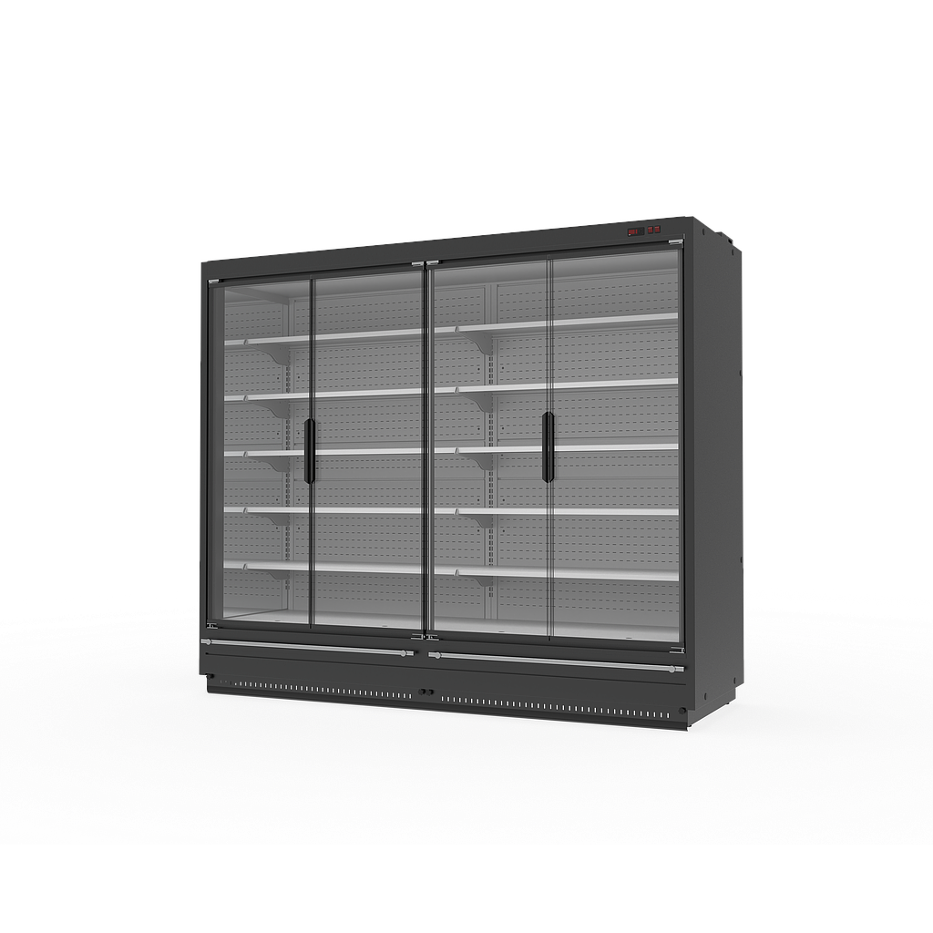 Крайстенна хладилна витрина SARDINYA HXL 2500х1150х2224мм, отворена, основа + 6 рафта, с LED осветление на рафтовете, за изнесен агрегат