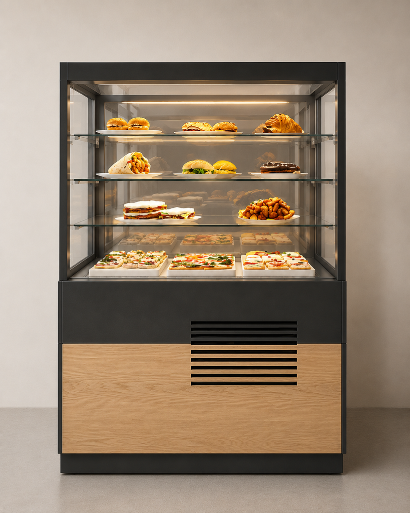 Сладкарска витрина CARINA 937 x723x1400mm / SB  с дървена декорация