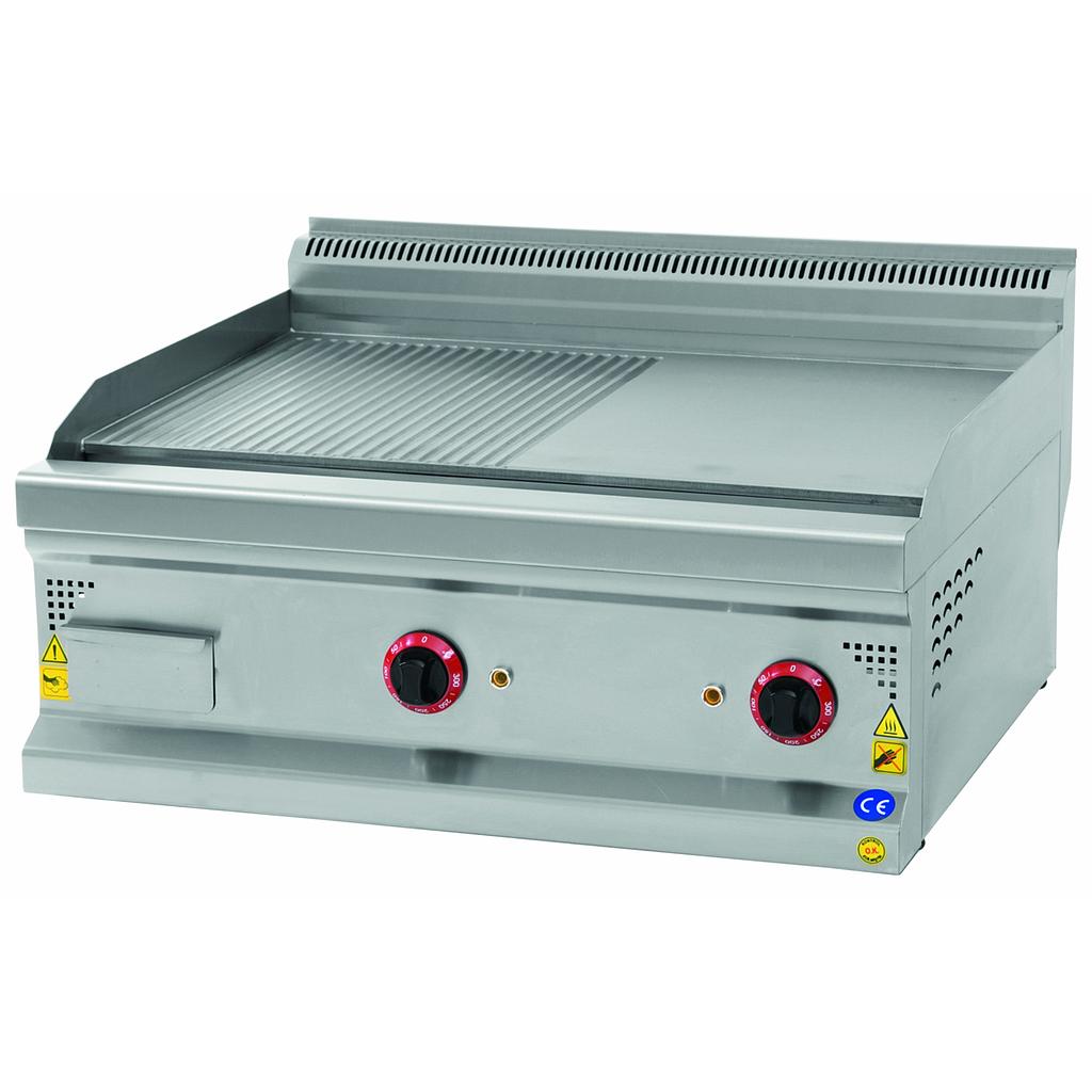 Скара тип плоча 1/2 гладка и 1/2 оребрена, електрическа, 800x700x300мм, 9kW/380V 