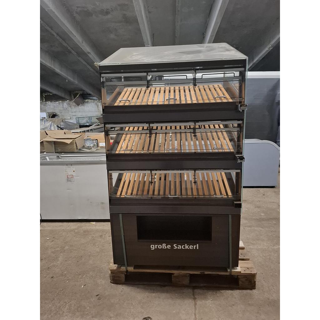 Стелаж със стъклени вратички за закуски и печива, р-р 100х80х185