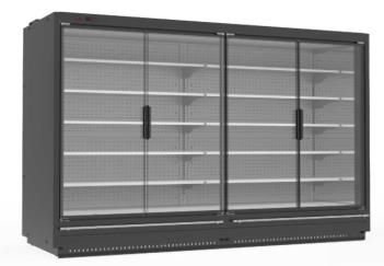 Wall refrigerated display case SARDINYA XS/ 3750x760x2000mm, with doors (for outdoor unit)