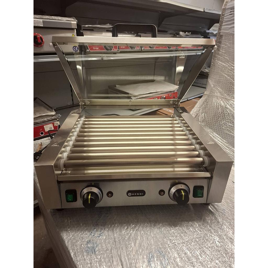 Ролков грил за колбаси - 2 зони с енергоспестяващ капак  Hendi 11 ролки ; 566х527х259 мм.