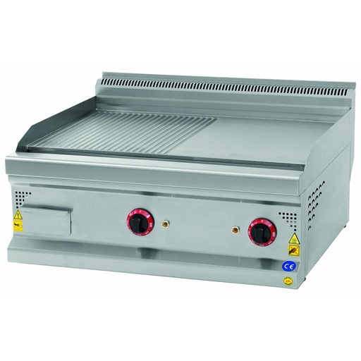 [KRCS.IZYE.870] Скара тип плоча 1/2 гладка и 1/2 оребрена, електрическа, 800x700x300мм, 9kW/380V 