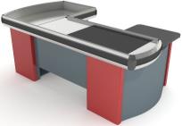 Cash box OVAL "U" with moving belt 2900x1100x900mm, with holes for scanner and cash drawer - RIGHT