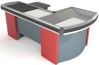[RY.CAT020004] Касов бокс OVAL "U" с подвижна лента 2900х1100х900мм, с отвори за скенер и касово чекмедже - ЛЯВ