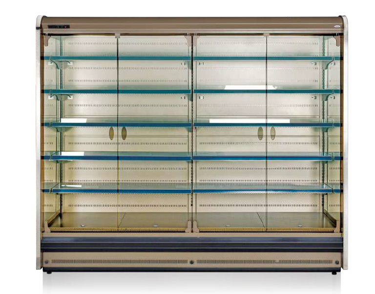 SARDINYA HM DAIRY CABINET / REMOTE / SINGLE GLASS DOORS / LED LIGHTING ON EACH SHELF / BASE +5 SHELFS / ALUMINUM PROTECTIVE BUMPER 2500x910x2200mm