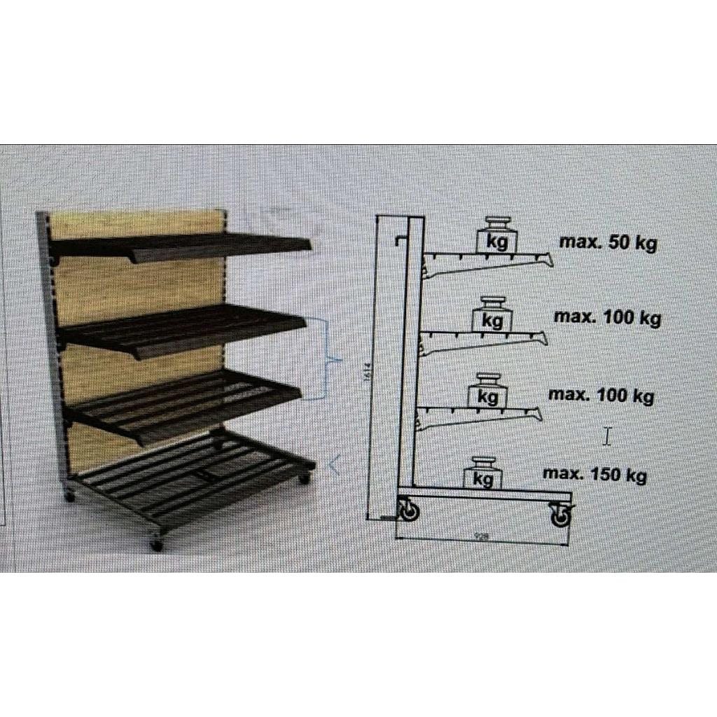 Rack - fruit and vegetable trolley Wanzl on wheels with 3 shelves, r.r. 135x93x161 cm